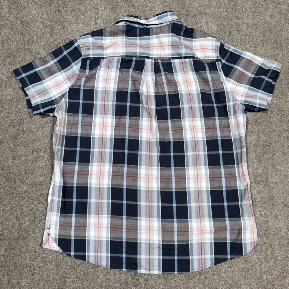 Eddie Bauer Plaid Short Sleeve Buttom Blue Red White Outdoor Shirt Men's XL - Picture 3 of 6